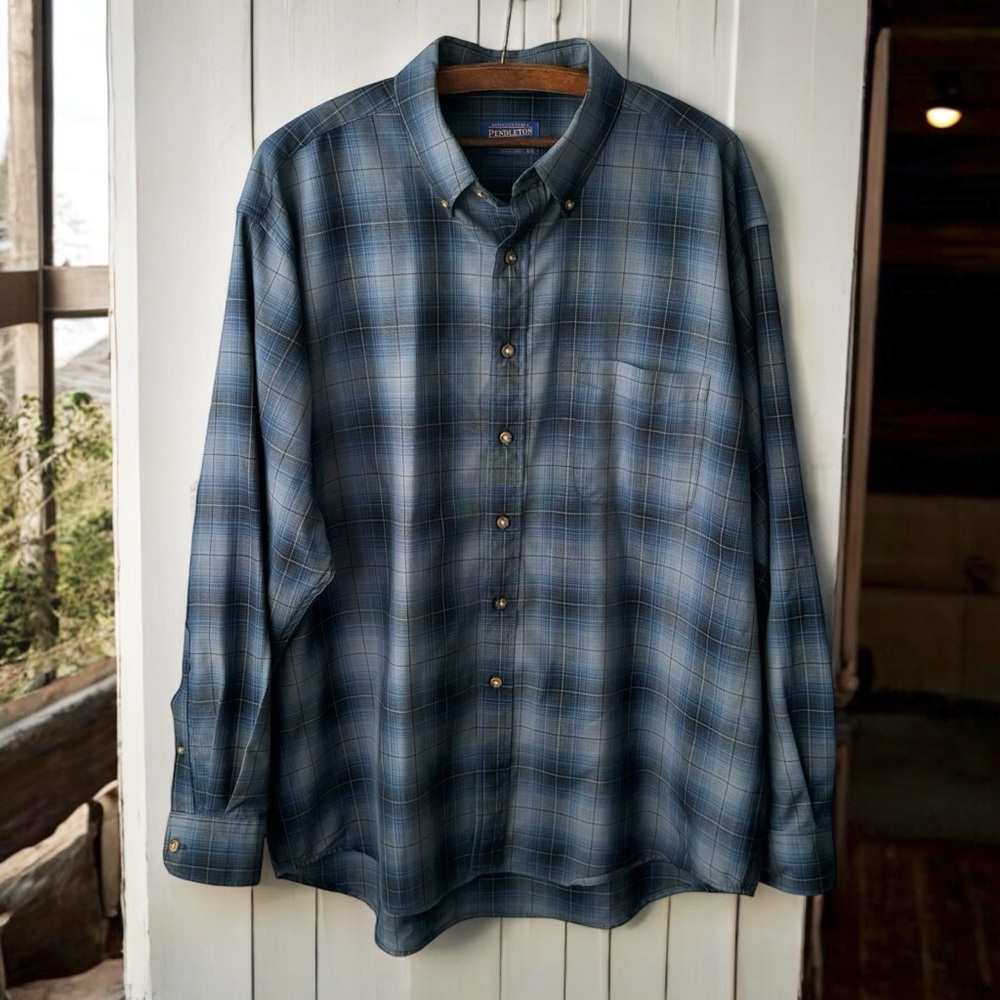 Pendleton Sir Pendleton Lightweight Wool Plaid Sh… - image 1